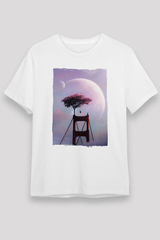Golden Gate Bridge Beyaz Unisex Tişört T-Shirt - TişörtFabrikası