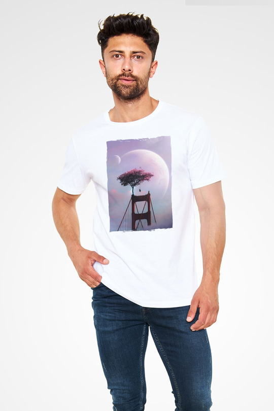 Golden Gate Bridge Beyaz Unisex Tişört T-Shirt - TişörtFabrikası