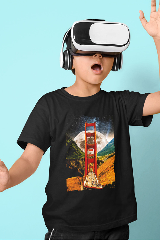 Golden Gate Bridge Siyah Unisex Çocuk Tişört