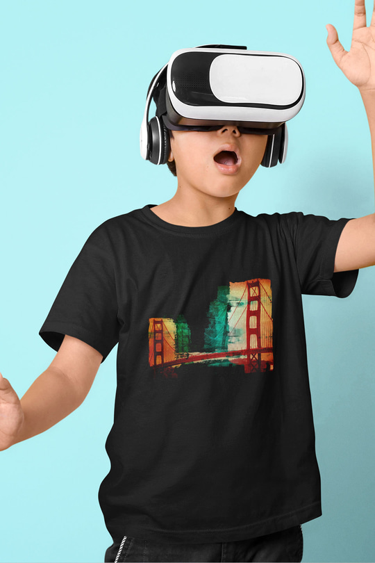 Golden Gate Bridge Siyah Unisex Çocuk Tişört