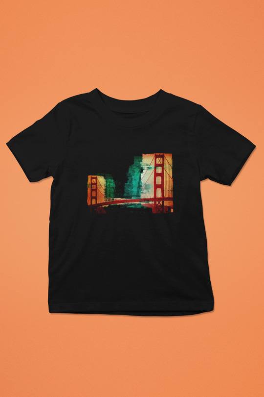 Golden Gate Bridge Siyah Unisex Çocuk Tişört