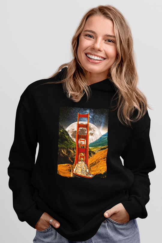 Golden Gate Bridge Siyah Unisex Hoodie