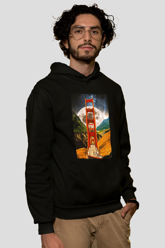 Golden Gate Bridge Siyah Unisex Hoodie