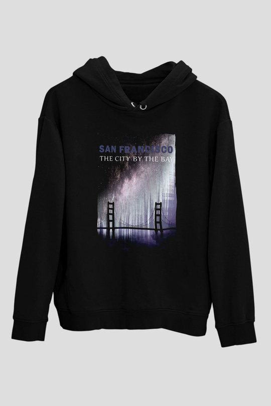 Golden Gate Bridge Siyah Unisex Hoodie