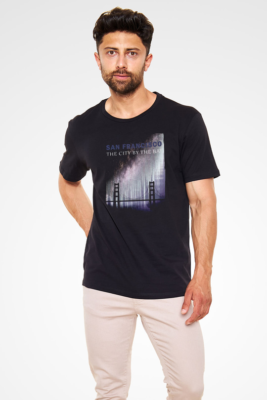 Golden Gate Bridge Siyah Unisex Tişört T-Shirt - TişörtFabrikası