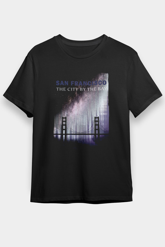 Golden Gate Bridge Siyah Unisex Tişört T-Shirt - TişörtFabrikası