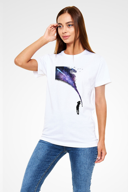 Golf Baskılı Unisex Beyaz Tişört - Tshirt