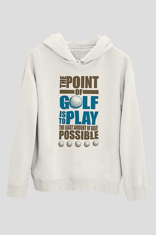 Golf Baskılı Unisex Ekru Hoodie