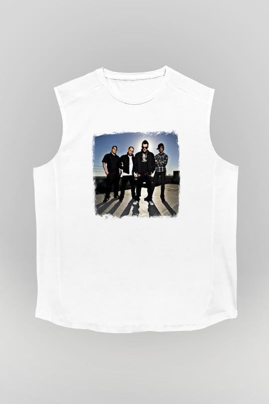 Good Charlotte Baskılı Unisex Beyaz Kolsuz Tişört