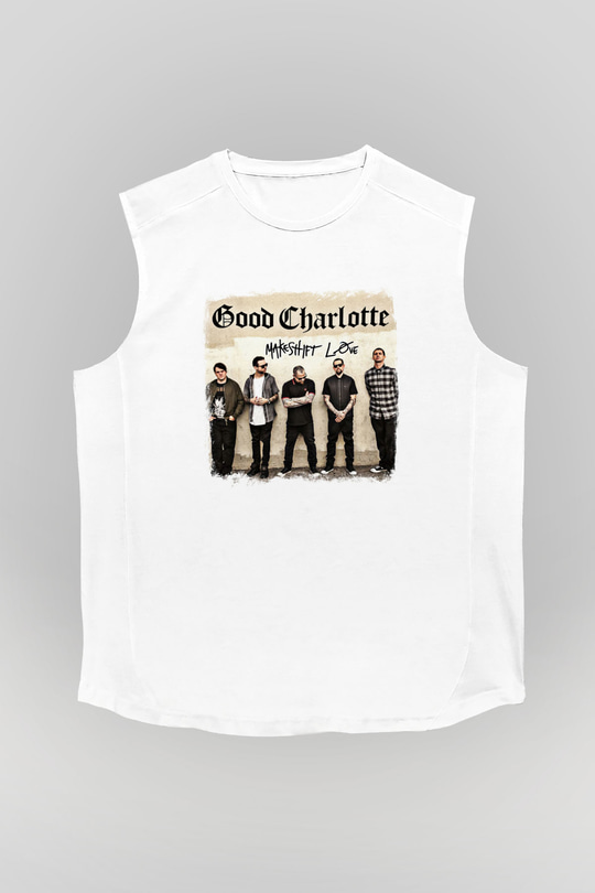 Good Charlotte Baskılı Unisex Beyaz Kolsuz Tişört
