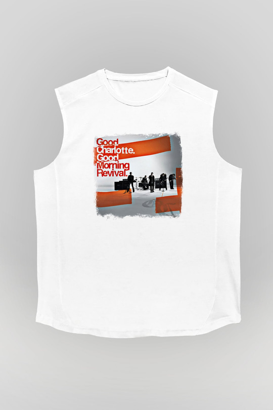 Good Charlotte Baskılı Unisex Beyaz Kolsuz Tişört
