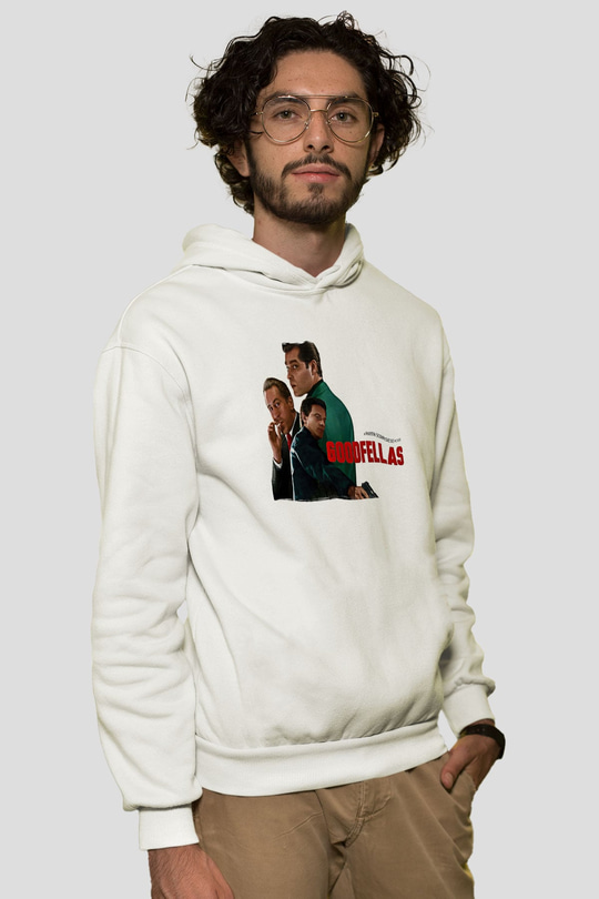 Goodfellas Baskılı Beyaz Unisex Hoodie