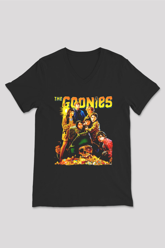 Goonies Siyah Unisex  V Yaka Tişört