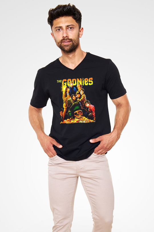 Goonies Siyah Unisex  V Yaka Tişört