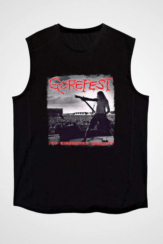 Gorefest Baskılı Unisex Siyah Kolsuz Tişört