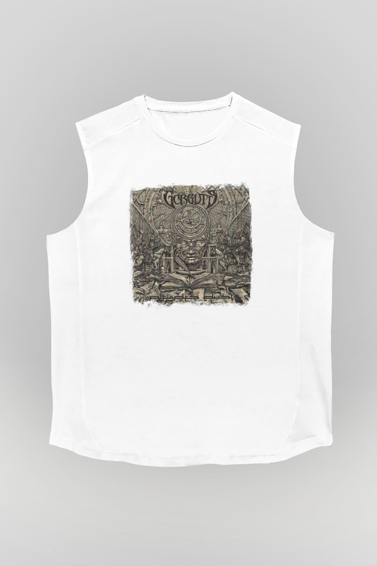 Gorguts Baskılı Unisex Beyaz Kolsuz Tişört