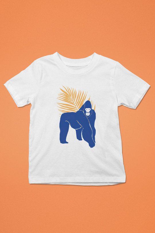 Goril Beyaz Unisex Çocuk Tişört