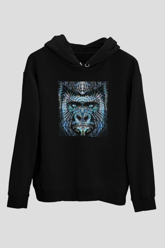Goril Siyah Unisex Hoodie