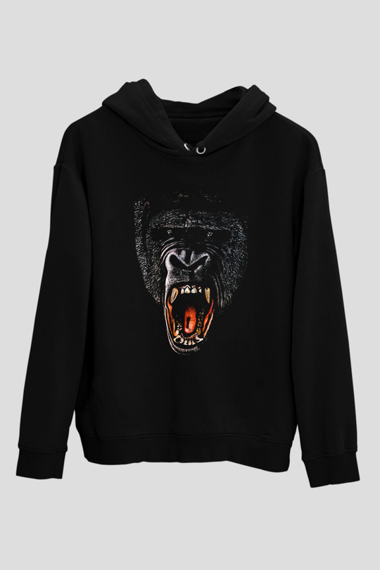 Goril Siyah Unisex Hoodie