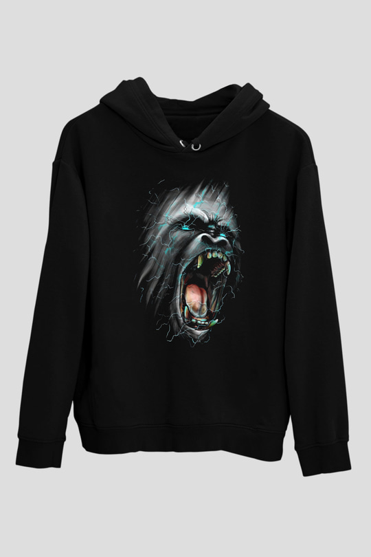 Goril Siyah Unisex Hoodie