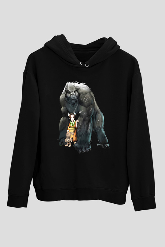 Goril Siyah Unisex Hoodie