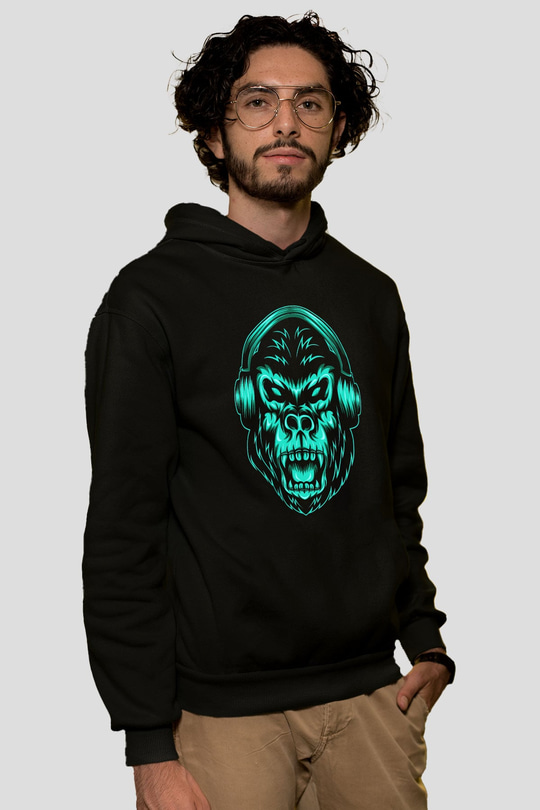 Goril Siyah Unisex Hoodie