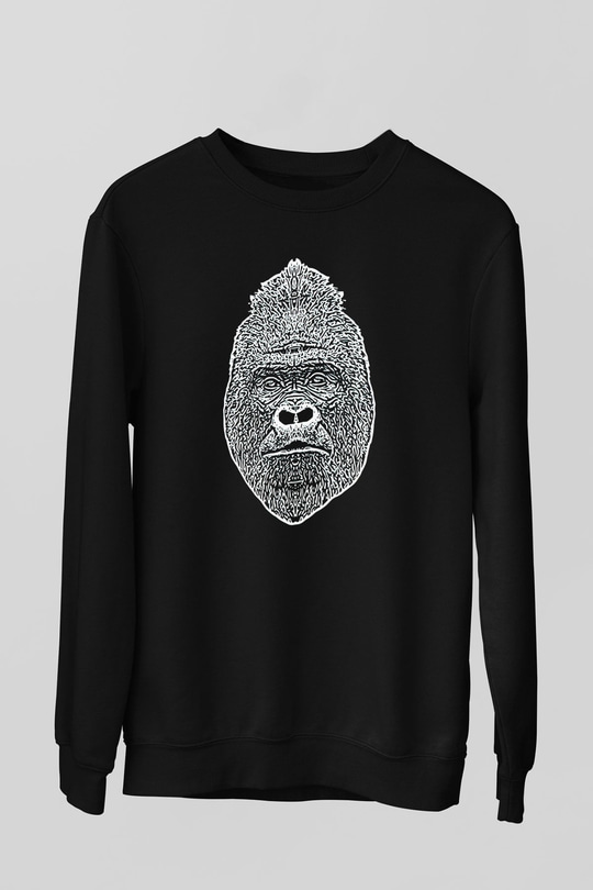 Goril Siyah Unisex Sweatshirt