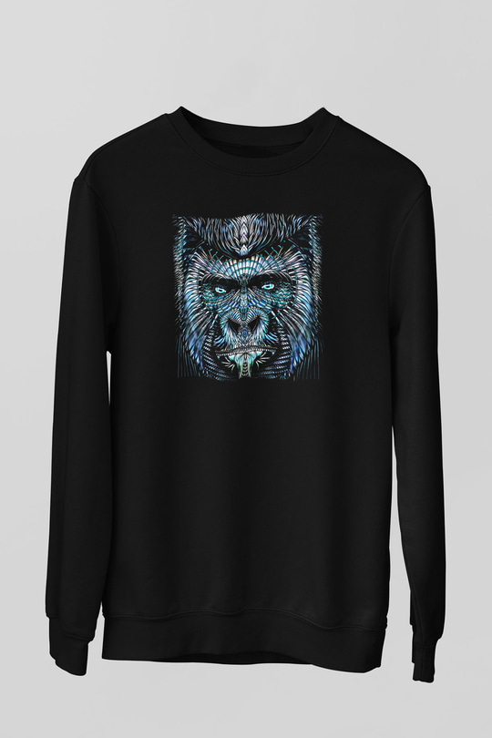 Goril Siyah Unisex Sweatshirt