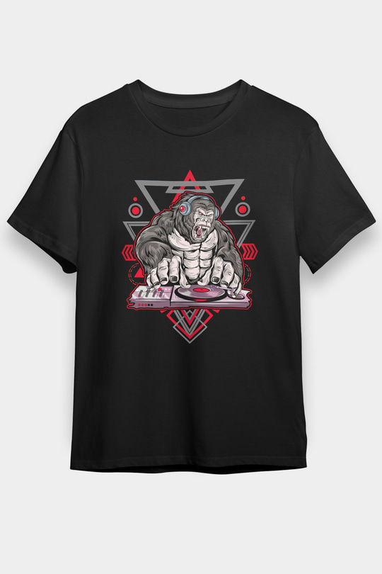 Goril Siyah Unisex Tişört T-Shirt - TişörtFabrikası