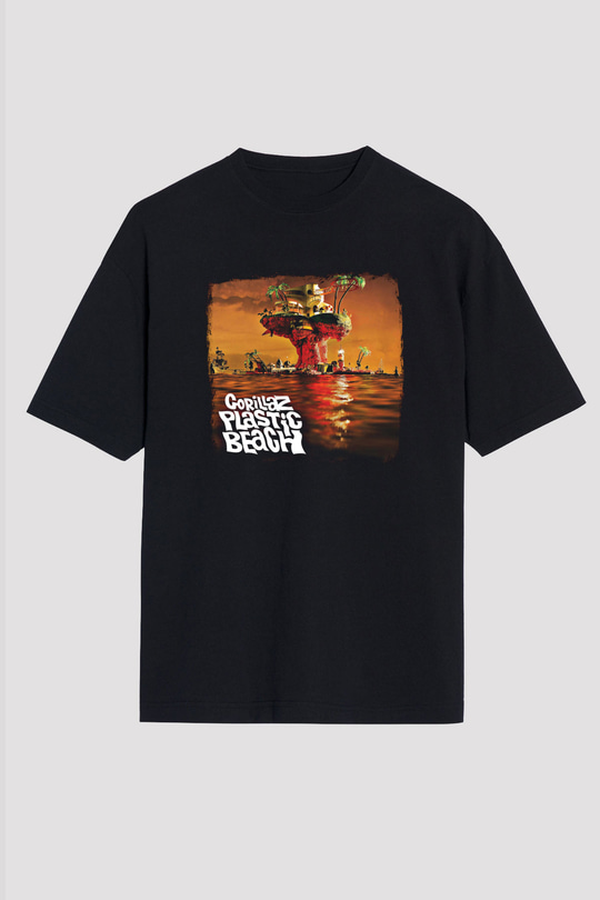 Gorillaz Baskılı Unisex Siyah Oversize Tişört