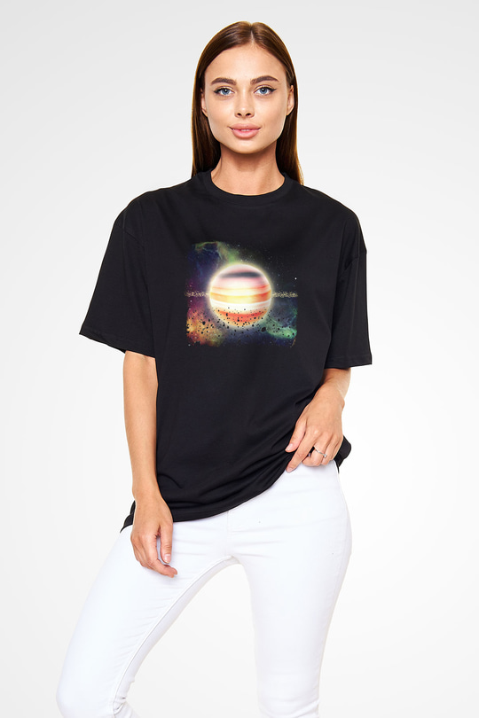 Gorillaz Baskılı Unisex Siyah Oversize Tişört