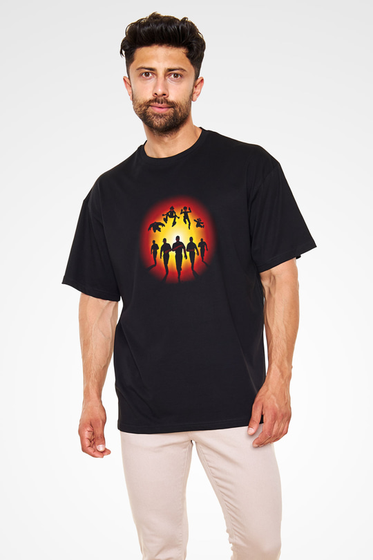 Gorillaz Baskılı Unisex Siyah Oversize Tişört