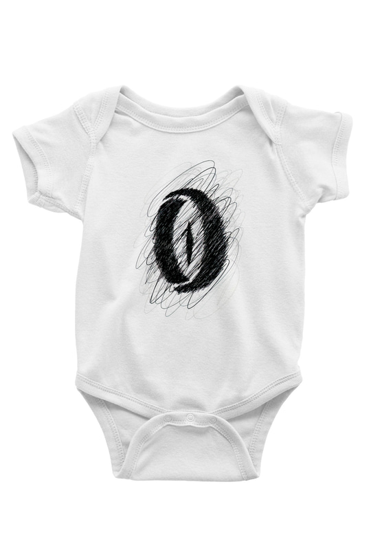 Göz BaskılıBeyaz  Bebek Body - Zıbın