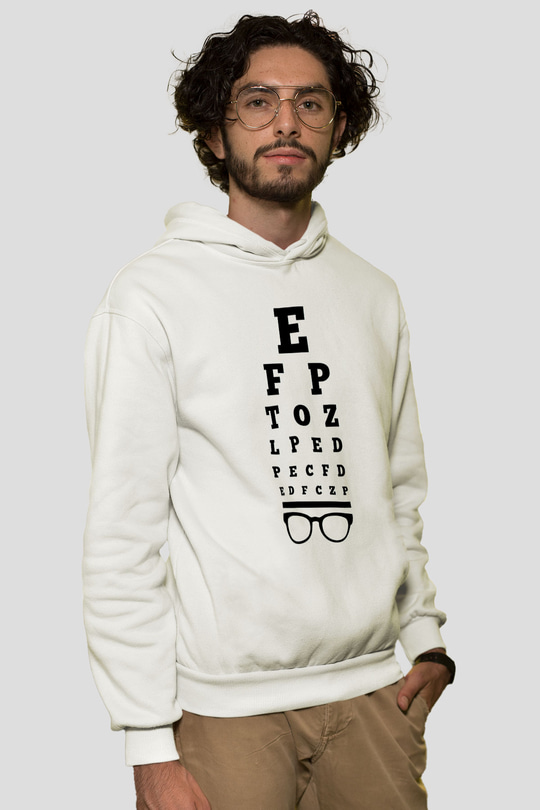 Göz doktoru Beyaz Unisex Kapüşonlu Sweatshirt