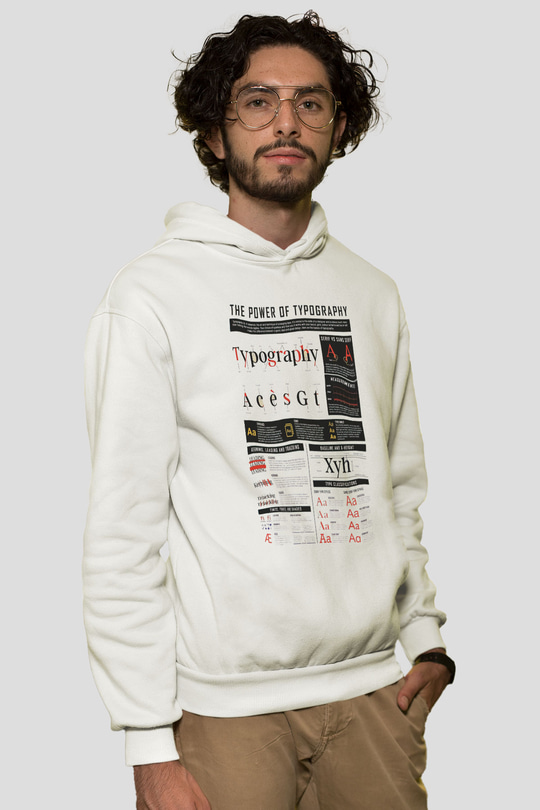 Grafiker Beyaz Unisex Kapüşonlu Sweatshirt