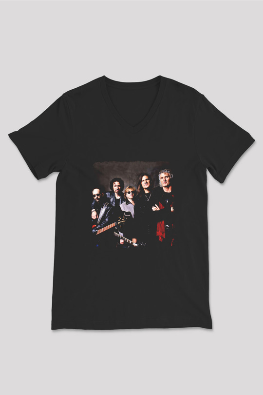 Grand Funk Railroad Baskılı Unisex Siyah V Yaka Tişört