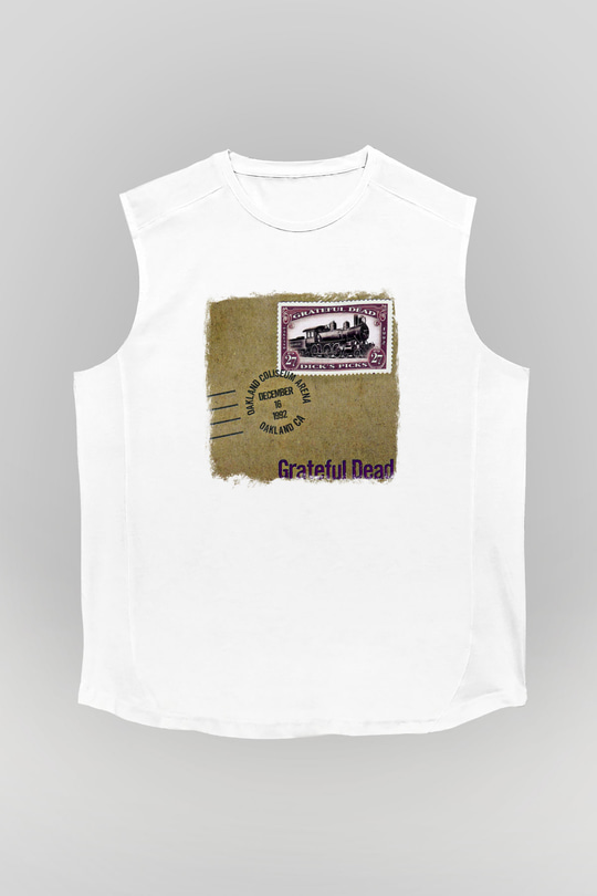 Grateful Dead Baskılı Unisex Beyaz Kolsuz Tişört