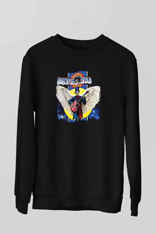 Grateful Dead Baskılı Unisex Siyah Sweatshirt