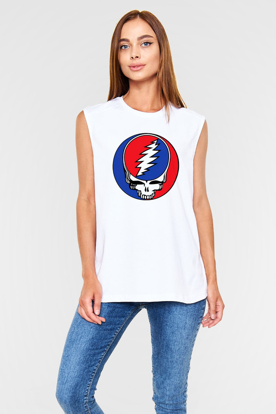 Grateful Dead Beyaz Unisex Kolsuz Tişört
