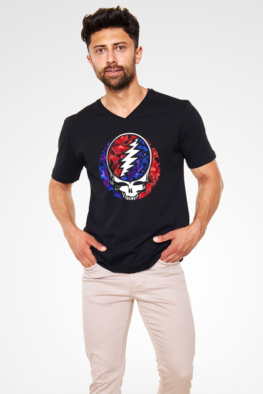Grateful Dead Siyah Unisex V Yaka Tişört