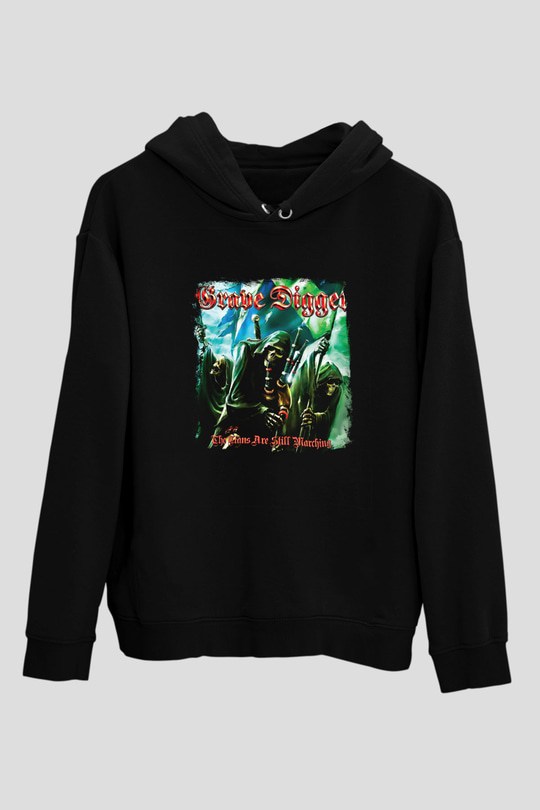 Grave Digger Baskılı Unisex Siyah Hoodie