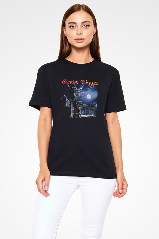 Grave Digger Baskılı Unisex Siyah Tişört