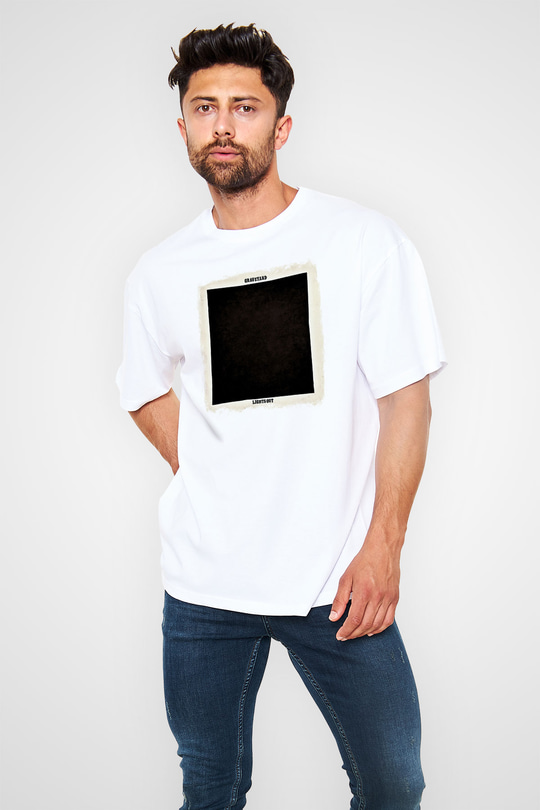 Graveyard Baskılı Unisex Beyaz Oversize Tişört