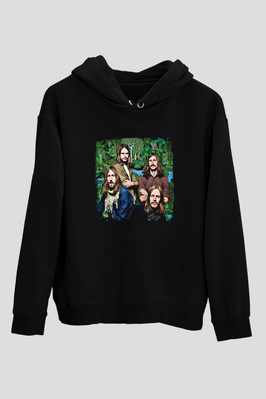 Graveyard Baskılı Unisex Siyah Hoodie