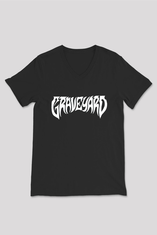 Graveyard Siyah Unisex V Yaka Tişört
