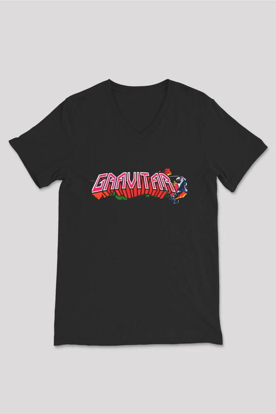 Gravitar Siyah Unisex V Yaka Tişört