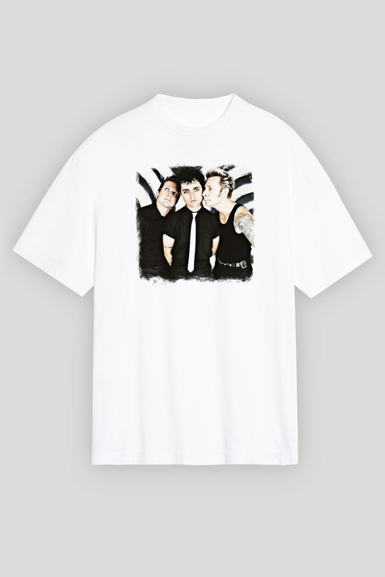 Green Day Baskılı Unisex Beyaz Oversize Tişört