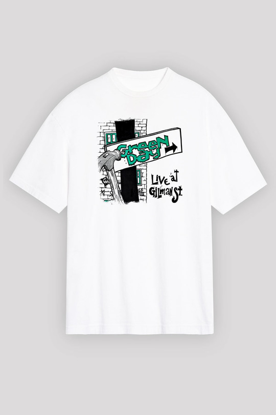 Green Day Baskılı Unisex Beyaz Oversize Tişört
