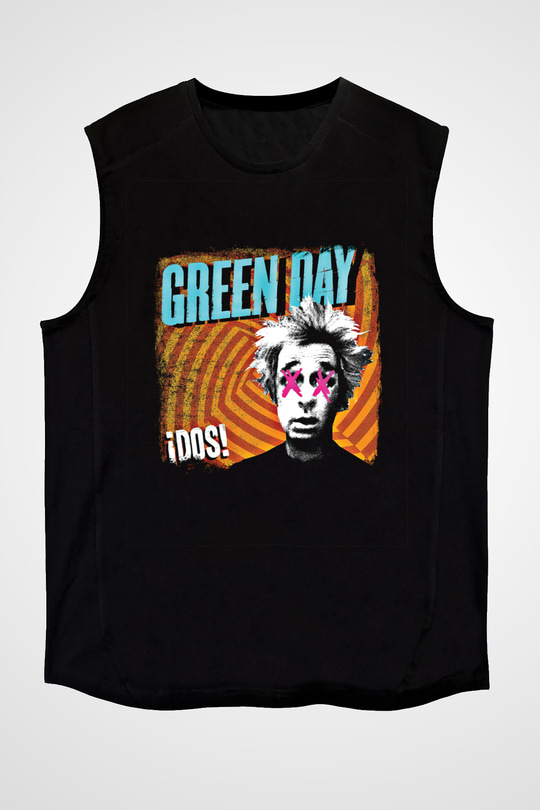 Green Day Baskılı Unisex Siyah Kolsuz Tişört