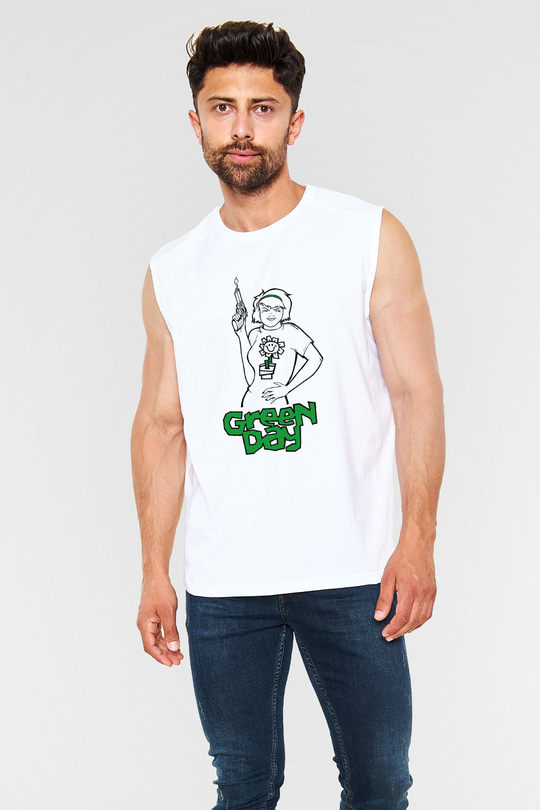 Green Day Beyaz Unisex Kolsuz Tişört